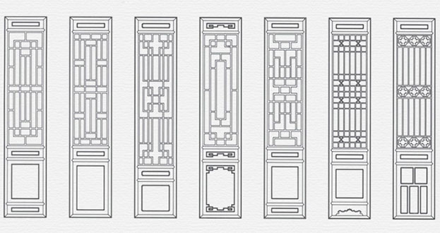 金坛常用中式仿古花窗图案隔断设计图